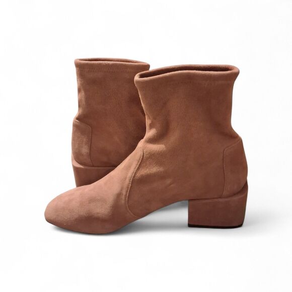 $650 Stuart Weitzman Sofia Block Heel Suede Sock Boots 9B ESPRESSO STRETCH 2021 - Picture 4 of 10